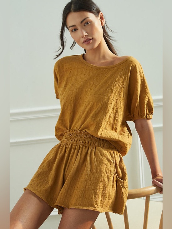 Daily Practice Pants - Daily Practice by Anthropologie Kimberly Shorts Set Size Medium Mustard Yellow